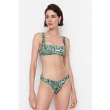Trendyol Green Snake Patterned Bikini Top Eponuda