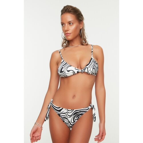 Trendyol White Multi Color Leaf Printed Bikini Bottoms Eponuda