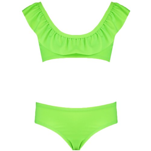Trendyol Neon Green Plain Ruffle Detailed Girls Bikini Set Eponuda