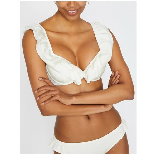 Koton Women S Ecru Ruffle Detailed Bikini Top EPonuda