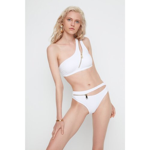 Trendyol X Moeva White Zipper Detailed Bikini Bottoms Eponuda