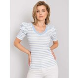 Fashion Hunters Women's white and blue striped blouse Cene