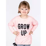 Fashion Hunters Pink cotton girl's blouse with an inscription and a hem