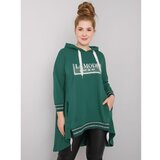 Fashion Hunters Dark green women's plus size sweatshirt with pocket Cene