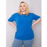 Fashion Hunters Dark blue plus size cotton t-shirt Cene
