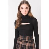 Fashion Hunters BSL Black ribbed turtleneck with a cut-out Cene