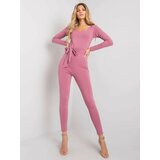 Fashion Hunters Dusty pink jumpsuit with a tie Cene