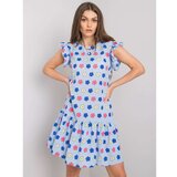 Fashion Hunters Women's blue floral dress with a frill Cene