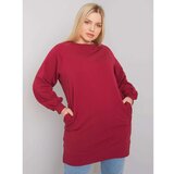 Fashion Hunters Women's plus size burgundy cotton sweatshirt Cene