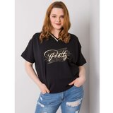 Fashion Hunters Black plus size blouse with cutouts on the sleeves Cene