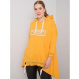 Fashion Hunters Dark yellow plus size ladies' sweatshirt with pocket Cene