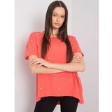 Fashion Hunters Coral blouse with pearls Cene