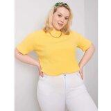 Fashion Hunters Plus size yellow striped blouse Cene