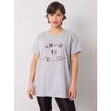 Fashion Hunters Gray women's t-shirt with an inscription | Shoptok.si