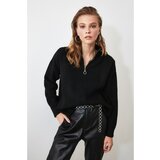 Trendyol Pleteni džemper crni zip | crni | siva Cene