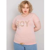 Fashion Hunters Dusty pink plus size blouse with ribbing Cene