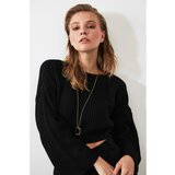 Trendyol Black Crop and Spanish Sleeve Knitwear Sweater Cene