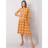 Fashion Hunters Mustard plaid dress with collar | Shoptok.si