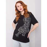 Fashion Hunters Women's black cotton t-shirt | shoptok.hr