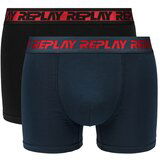 Replay Boxer Style Boxers 6 T/C Metallic Cuff 2Pcs Box - Dark Blue/Black/Red - Men's | Shoptok.si