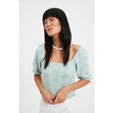 Trendyol Mint Square Collar Jacquard Knitwear Sweater Cene