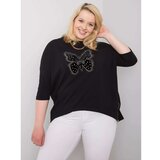 Fashion Hunters Black cotton blouse with an application Cene