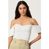 Dewberry Z2008 MISS KROP BLOUSE-SNOW WHITE Cene