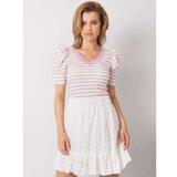 Fashion Hunters Women's white and pink striped blouse Cene