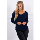 Kesi Braided sweater with V-neck navy blue | shoptok.hr
