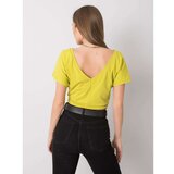 Fashion Hunters T-shirt with a back neckline in lime green Cene