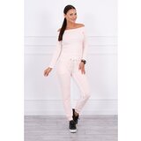 Kesi Set with a double stripe powdered pink Cene