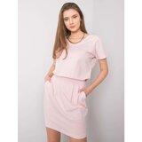Fashion Hunters RUE PARIS Light pink dress with a belt Cijene