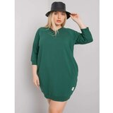 Fashion Hunters Dark green plus size dress with pockets Cene