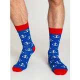 Fashion Hunters Dark blue men's socks with patterns