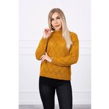 Kesi Sweater high neck with diamond pattern mustard | shoptok.hr