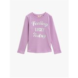 Koton Girl's Lilac Slogan T-Shirt Long Sleeve Cotton | shoptok.hr