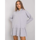 Fashion Hunters Gray melange cotton dress with a hood Cene