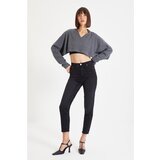 Trendyol Anthracite Ribbed Super Crop Knitted Blouse | shoptok.hr
