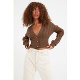Trendyol Brown Crop Knitwear Cardigan Cene