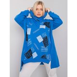 Fashion Hunters Dark blue plus size sweatshirt with print and application | Shoptok.si