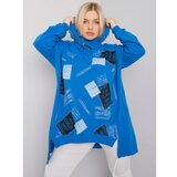 Fashion Hunters Dark blue plus size sweatshirt with a print and an appliqué Cene