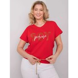 Fashion Hunters Plus size red blouse with ribbing | shoptok.hr