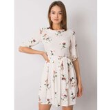 Fashion Hunters Light beige dress with a floral print Cene