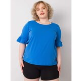 Fashion Hunters Plus size dark blue blouse with decorative sleeves Cene