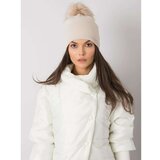 Fashion Hunters Beige winter hat with a pompom Cene