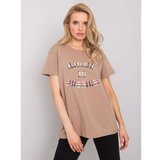 Fashion Hunters Dark beige women's t-shirt with an inscription | shoptok.hr
