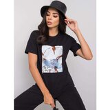 Fashion Hunters Black T-shirt with a print and an application | Shoptok.si