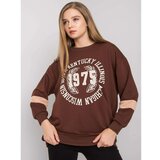 Fashion Hunters Dark brown oversized cotton sweatshirt with a print Cene