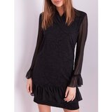 Fashion Hunters Black dress with a delicate floral pattern | Shoptok.si