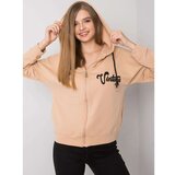 Fashion Hunters Beige hoodie with zip Cene